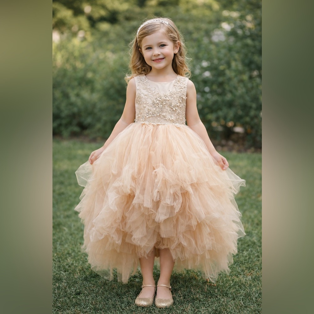 Charming Gold Kids Formal Dress
